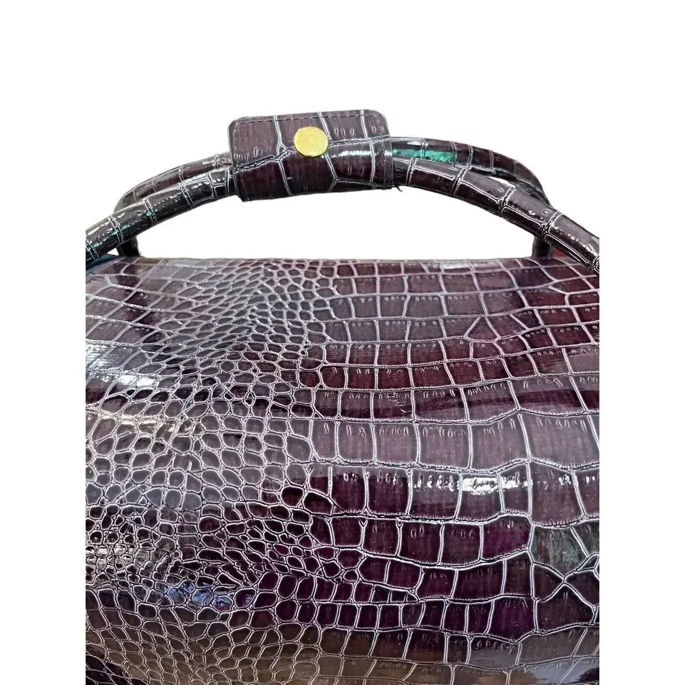 SeneGence Large Purple Crocodile Luxury Makeup,‎ Jewelry, Etc. LARGE Travel Tote